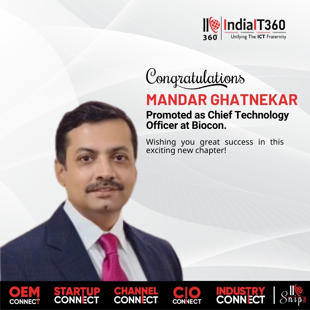 IndiaIT360 congratulates Mandar Ghatnekar on his new role as Chief Technology Officer at Biocon! π
With an impressive journey spanning global technology leadership, digital transformation, and large-scale innovation, your appointment marks yet another milestone in an already remarkable career.
Your expertise in driving enterprise transformation, integrating emerging technologies, and leading high-impact global teams will undoubtedly play a key role in shaping the future of technology.
Wishing you continued success ahead.π