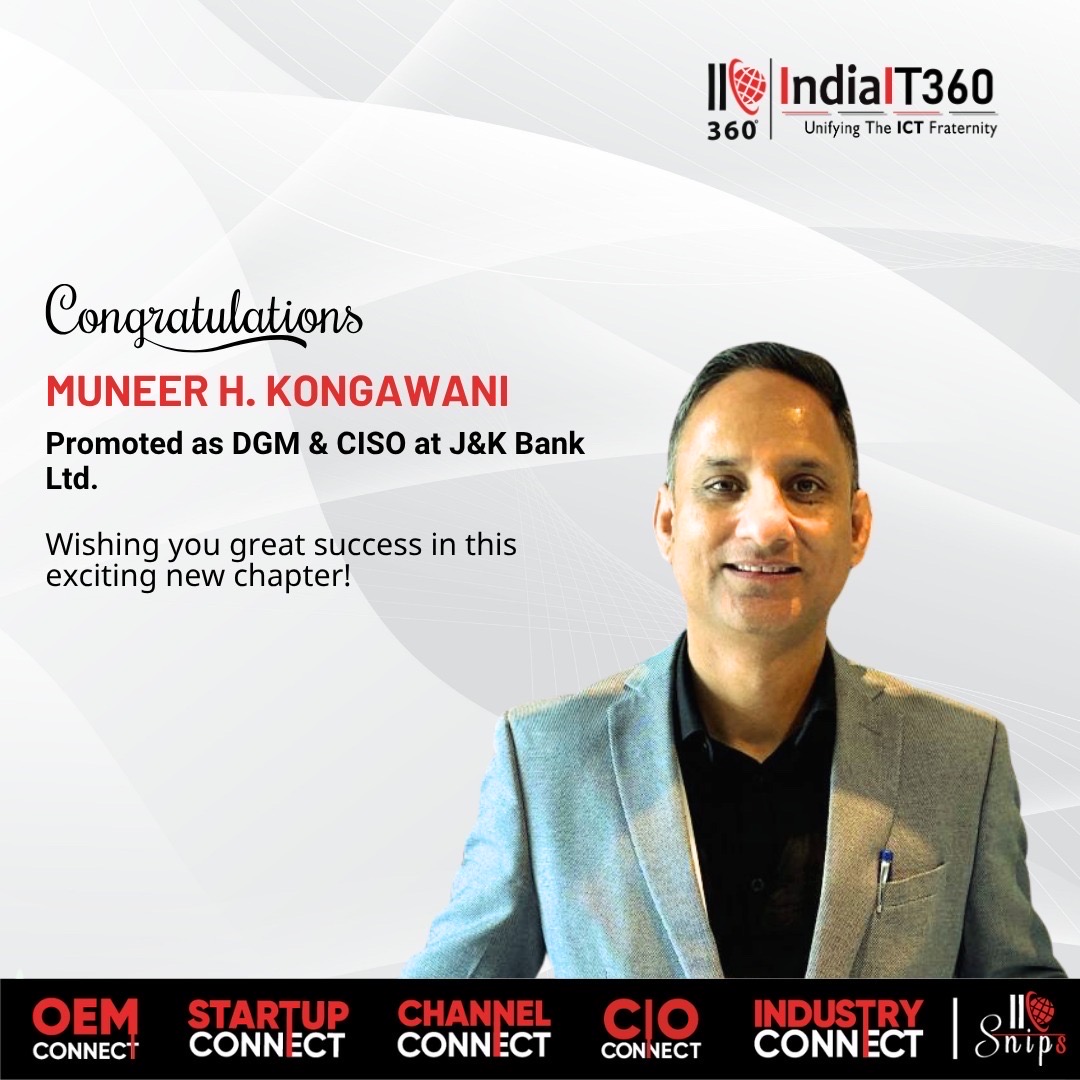 Congratulations to Muneer H. KongaWani (CISSP, CISM, CDPSE, CISA) on your well-deserved promotion to DGM & CISO at J&K Bank.!
Your extensive experience and leadership in cybersecurity, risk governance, and enterprise security continue to set strong benchmarks for the industry.
Wishing you continued success in strengthening cyber resilience and driving secure digital transformation.