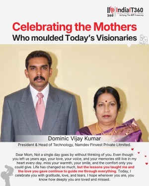 “Not a single day goes by without thinking of you.” ❤️

A deeply emotional message shared by Dominic Vijay Kumar, President & Head of Technology at Namdev Finvest Private Limited, that truly touched our hearts:

“Even though you left us years ago, your love, your voice, and your memories still live in my heart every day.”

Such heartfelt words remind us that a mother’s love never fades — it continues to guide, comfort, and inspire us forever. 🌸

Today, we remember and celebrate every mother whose love lives eternally in the hearts of their child